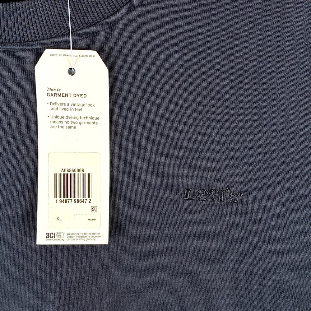Levis Sweatshirt Womens XL Black Garment Dyed Relaxed Oversized Classic Preppy - Picture 4 of 9